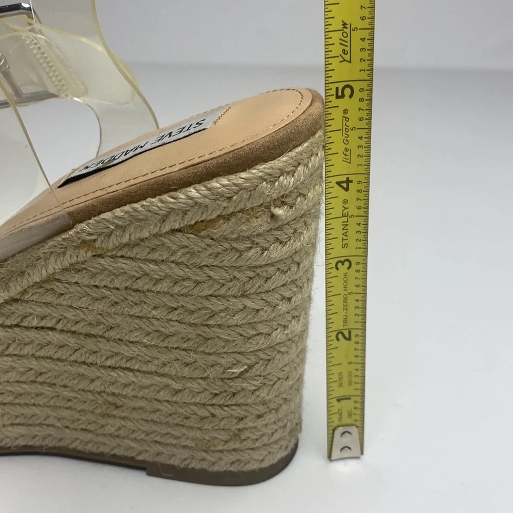 Steve Madden Womens‎ Clear Strap Wedge Heels Open Toe Espadrille Sandals Size 10